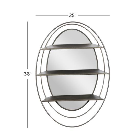 Silver Metal Modern Wall Mirror, 36" x 25" x 6"